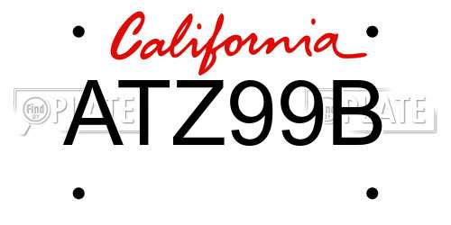 ATZ99B California License Plate
