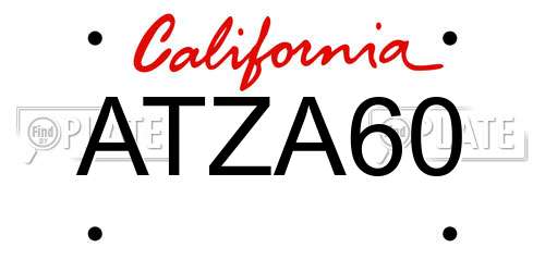 ATZA60 California License Plate