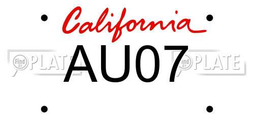 AU07 California License Plate