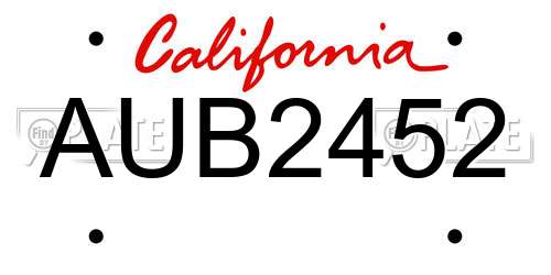 AUB2452 California License Plate