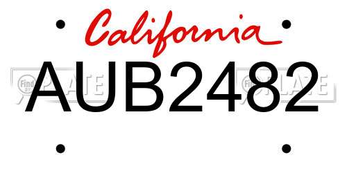 AUB2482 California License Plate