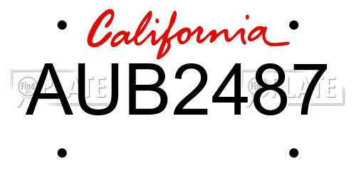 AUB2487 California License Plate