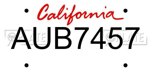 AUB7457 California License Plate