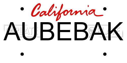 AUBEBAK California License Plate