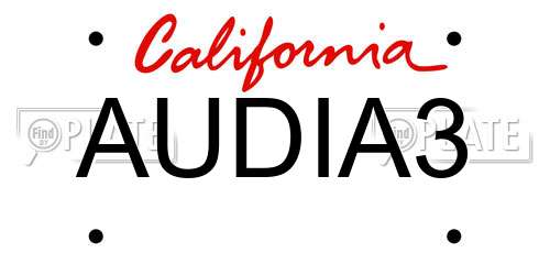 AUDIA3 California License Plate