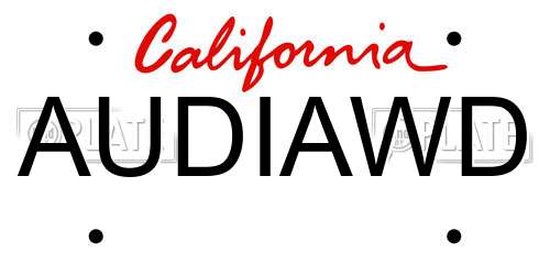 AUDIAWD California License Plate