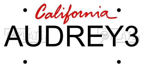 AUDREY3 California License Plate