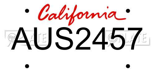 AUS2457 California License Plate