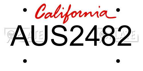 AUS2482 California License Plate