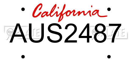 AUS2487 California License Plate