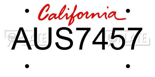 AUS7457 California License Plate