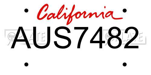 AUS7482 California License Plate