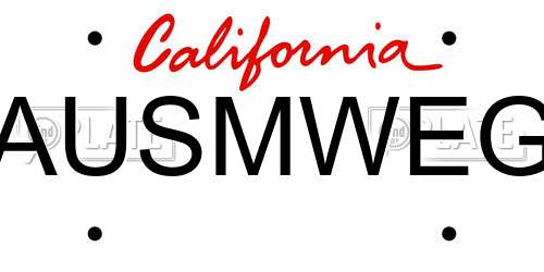 AUSMWEG California License Plate