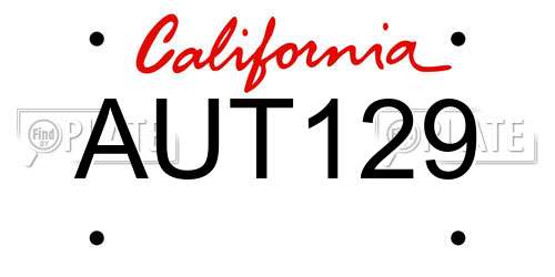 AUT129 California License Plate