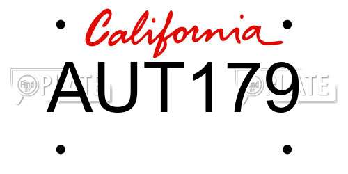 AUT179 California License Plate