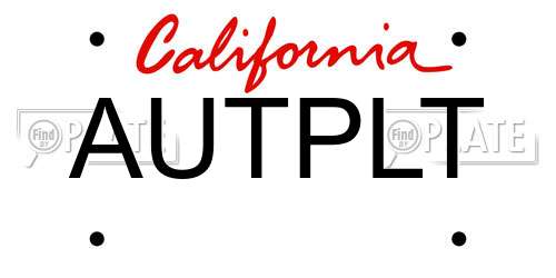 AUTPLT California License Plate