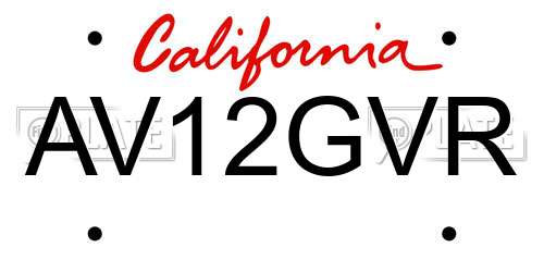 AV12GVR California License Plate