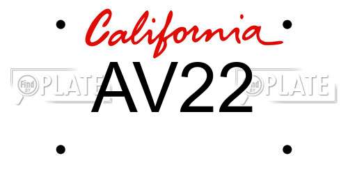 AV22 California License Plate