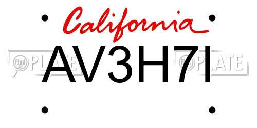 AV3H7I California License Plate