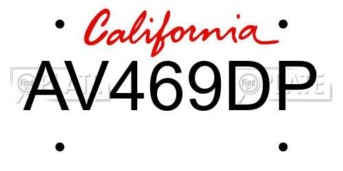 AV469DP California License Plate