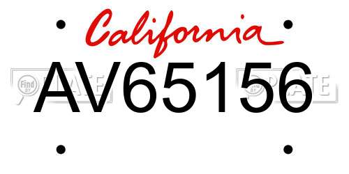AV65156 California License Plate
