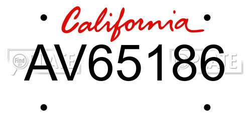 AV65186 California License Plate