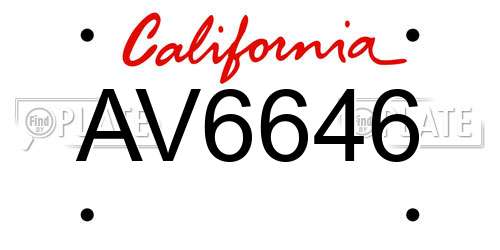 AV6646 California License Plate
