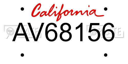 AV68156 California License Plate