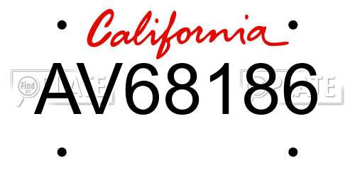 AV68186 California License Plate