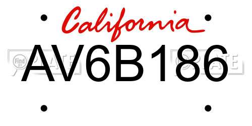 AV6B186 California License Plate