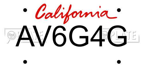 AV6G4G California License Plate