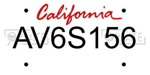 AV6S156 California License Plate