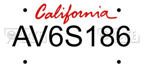 AV6S186 California License Plate