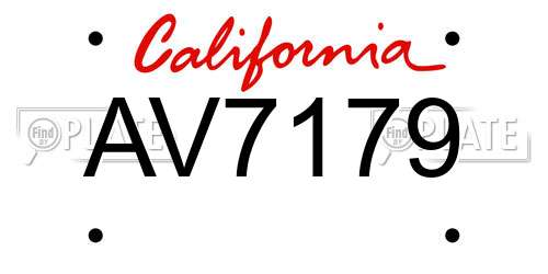AV7179 California License Plate