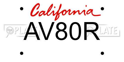 AV80R California License Plate