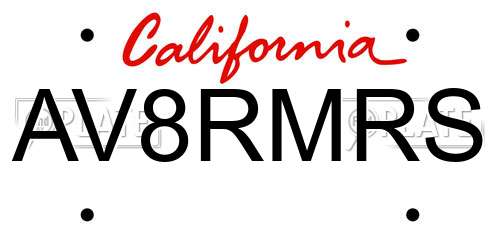 AV8RMRS California License Plate