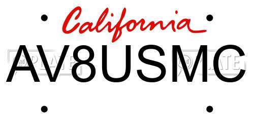 AV8USMC California License Plate