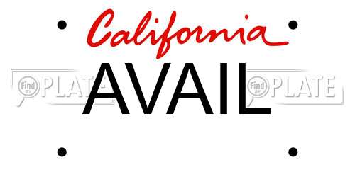 AVAIL California License Plate