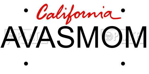 AVASMOM California License Plate