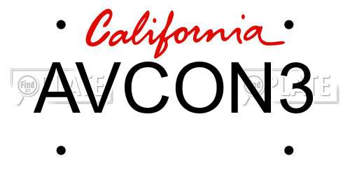 AVCON3 California License Plate