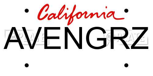 AVENGRZ California License Plate