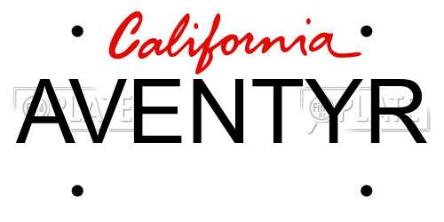 AVENTYR California License Plate