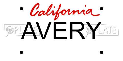AVERY California License Plate