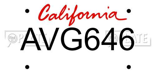 AVG646 California License Plate