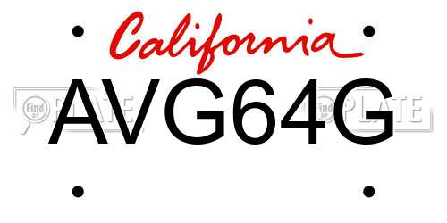 AVG64G California License Plate
