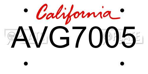 AVG7005 California License Plate
