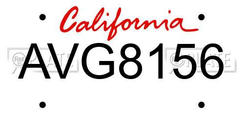 AVG8156 California License Plate