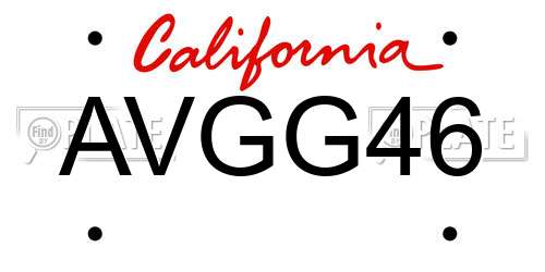 AVGG46 California License Plate