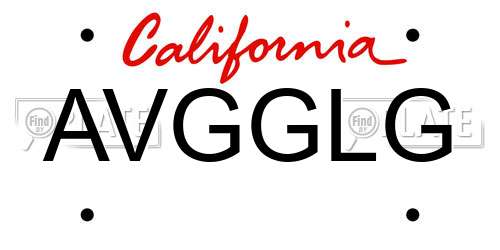 AVGGLG California License Plate