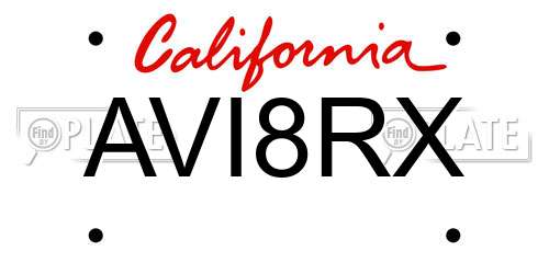 AVI8RX California License Plate